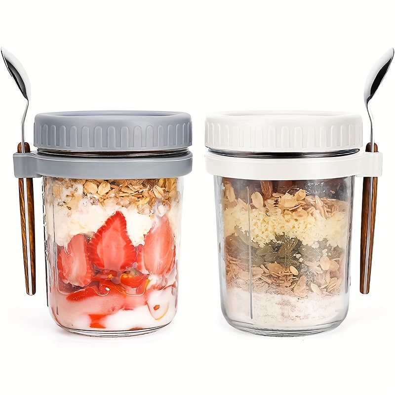 Baby Food Jars Glass - 1pc/2pcs Glass Oatmeal Cup, Overnight Oats