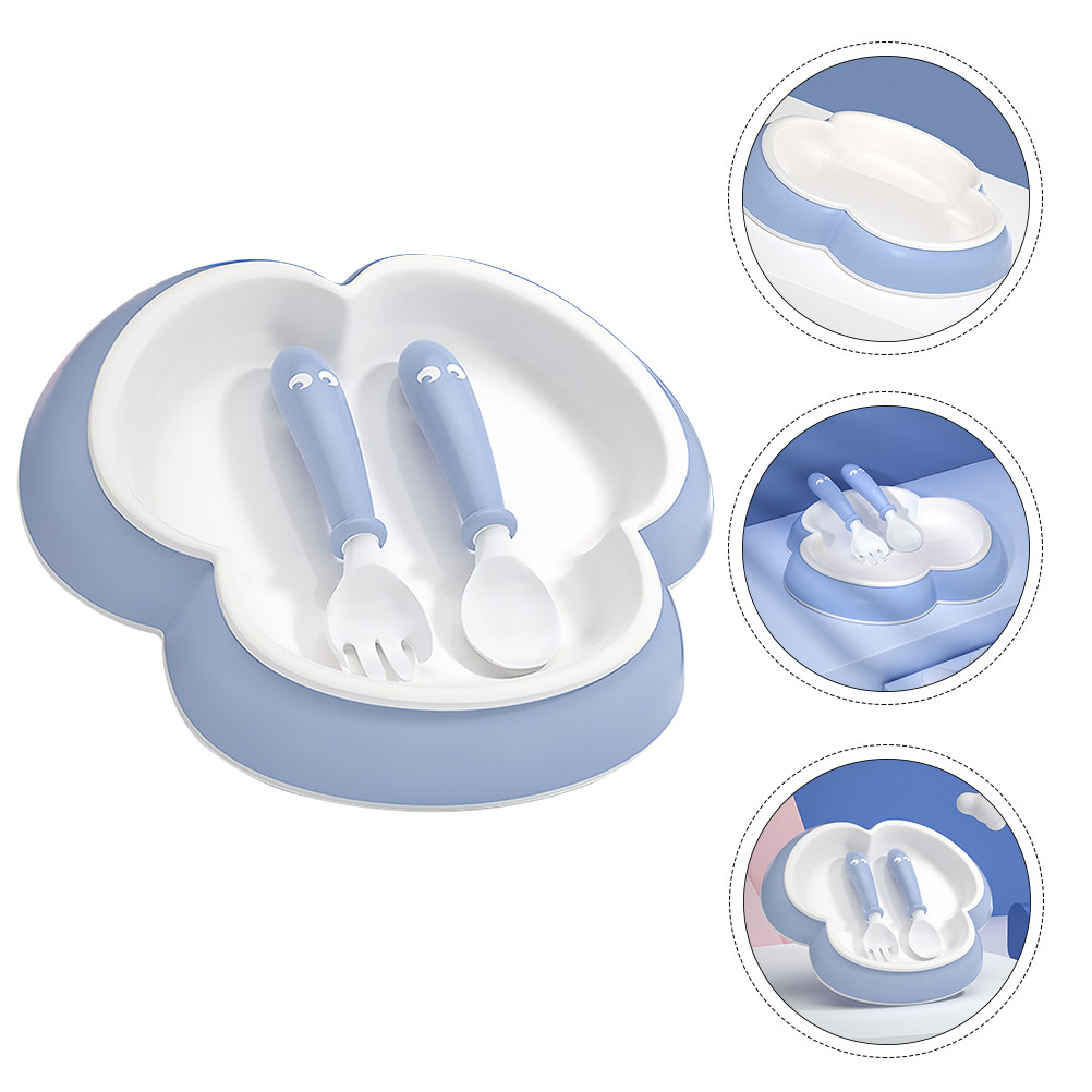 Baby Food Dinner - 1Set Baby Dinner Plate Spoon Fork